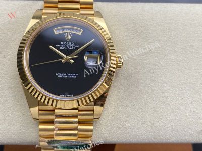 AR Factory Rolex Daydate 40*12.2mm 3255 Movement Black Face Plain Dial Watch
